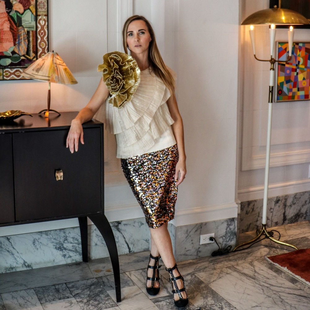 Dries Van Noten Metallic Petal Top